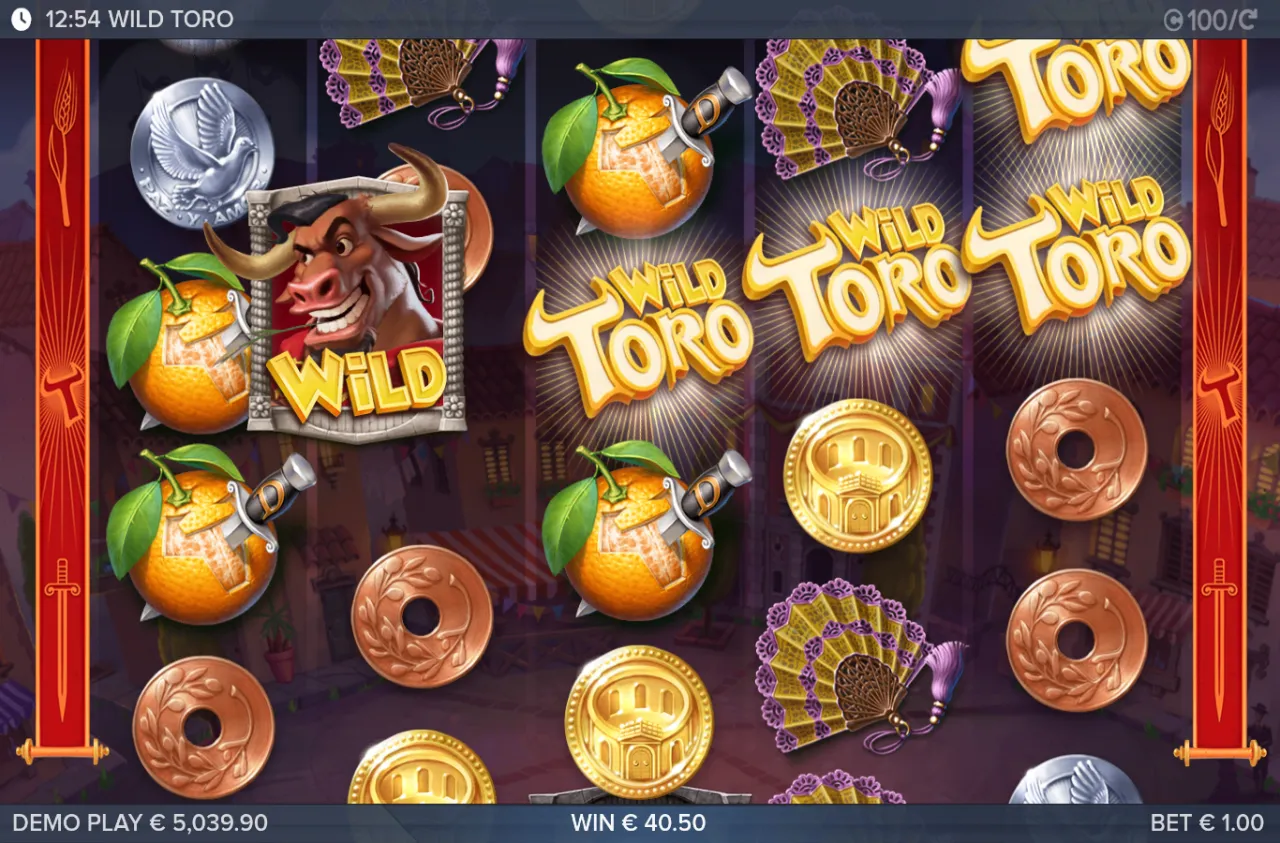A second Toro charge resolving wins across the reels