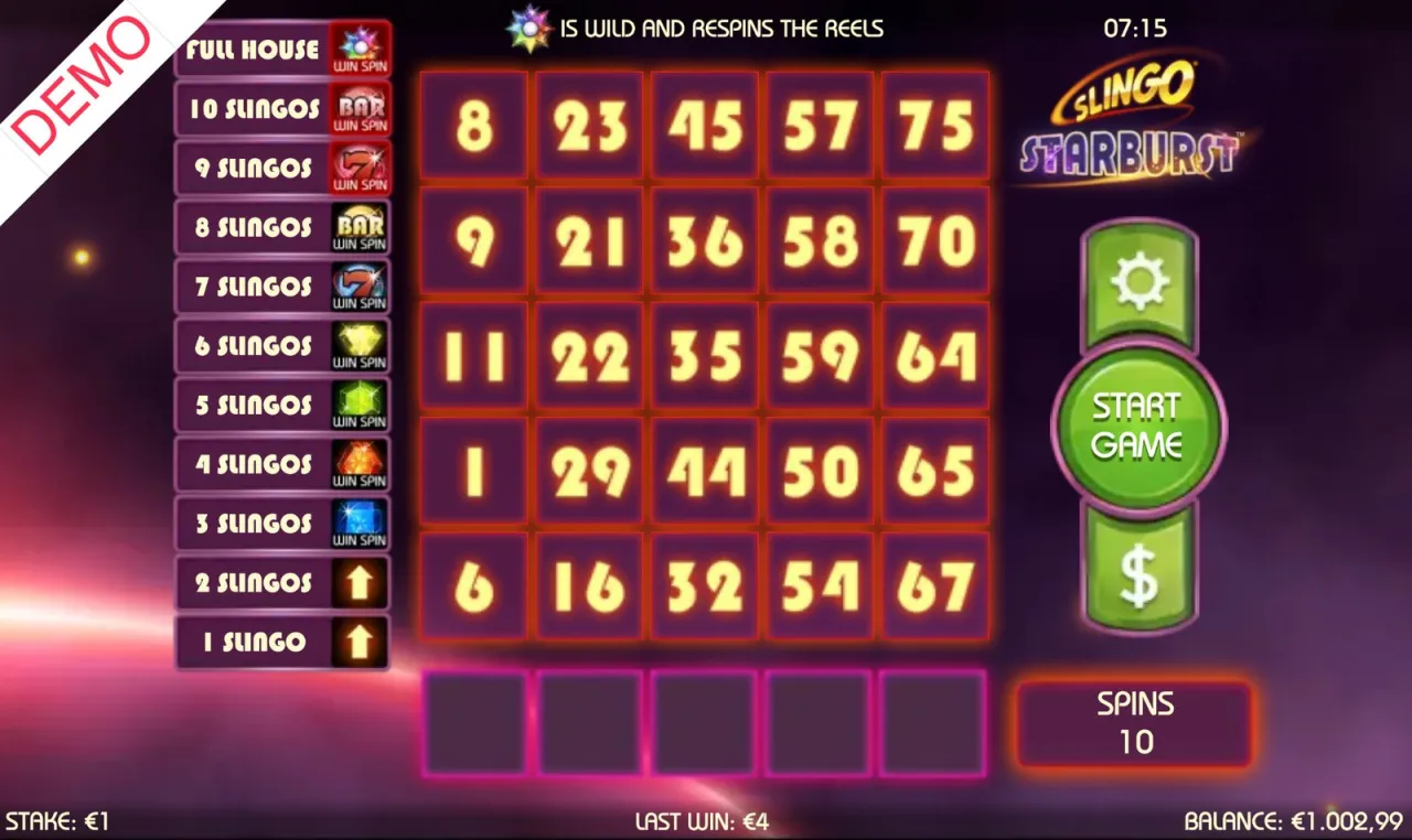 Slingo Starburst slot