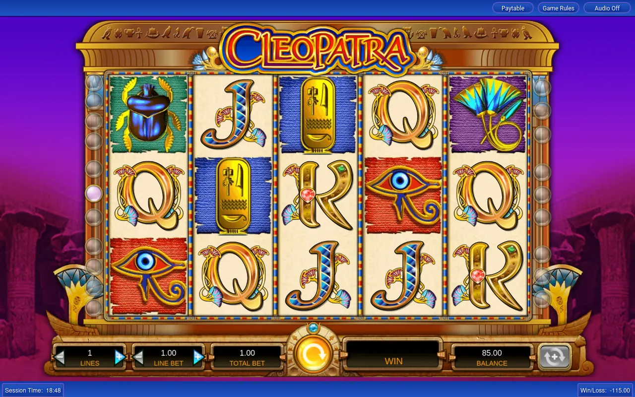 Late base-game grid of scarabs and the Eye of Ra over the lettered lows, balance €85