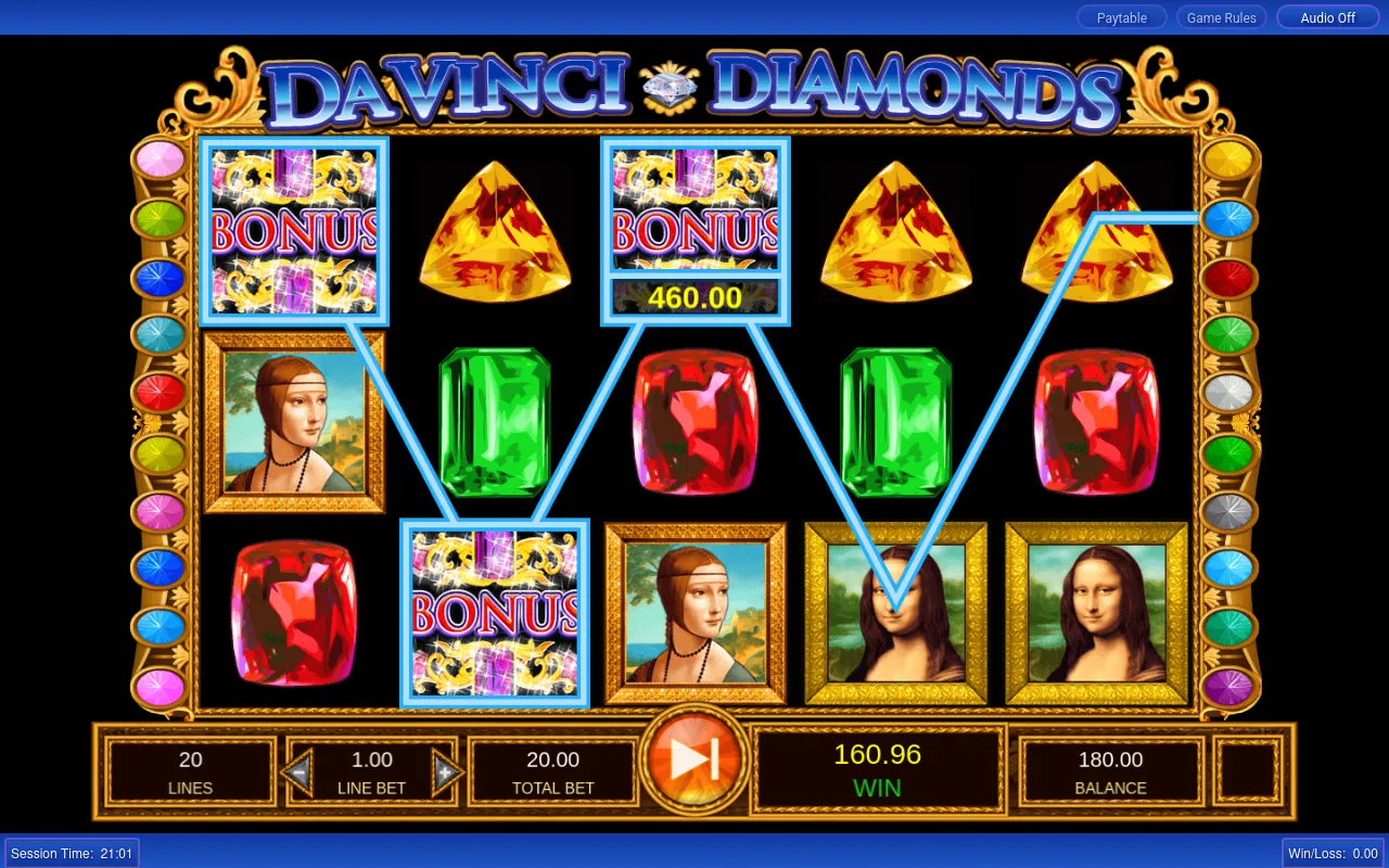 Purple-gem four-of-a-kind highlighted for 40.00 in the free round