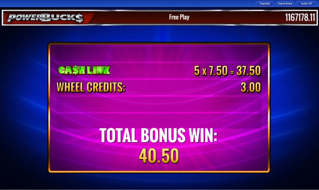 Total Bonus Win 40.50 after second wheel