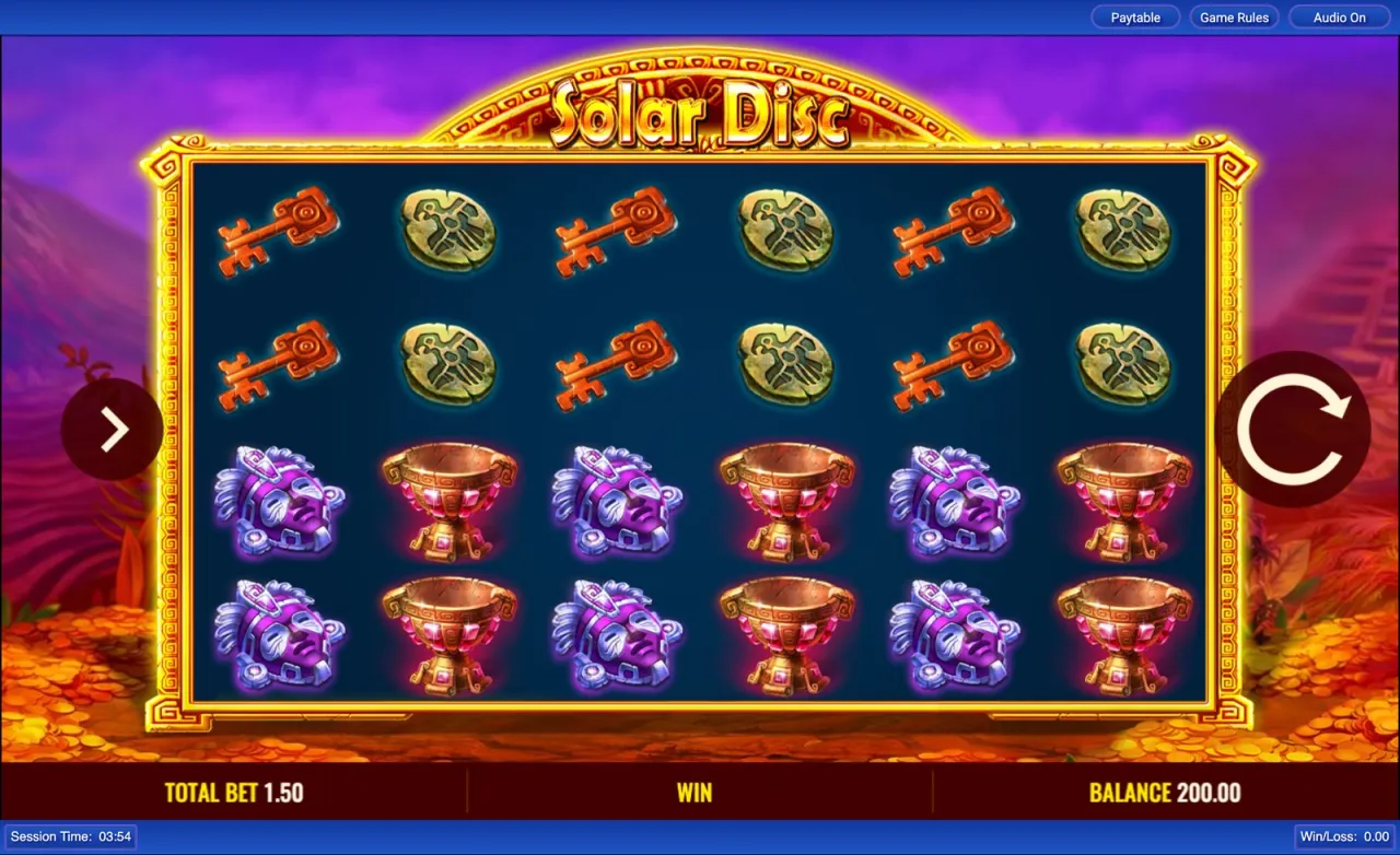 Base game grid at a 200.00 balance, 1.50 a spin
