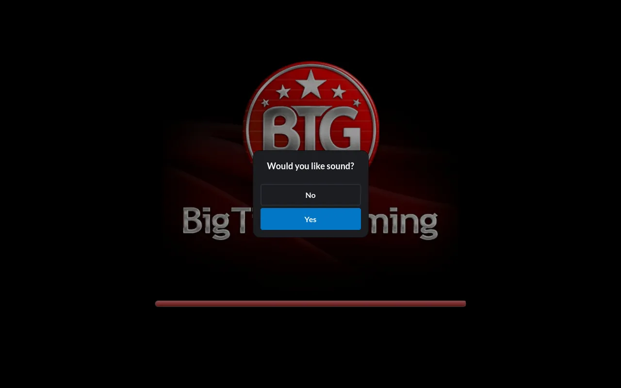 Wheel of Fortune Megaways load screen with the Big Time Gaming splash and a sound prompt