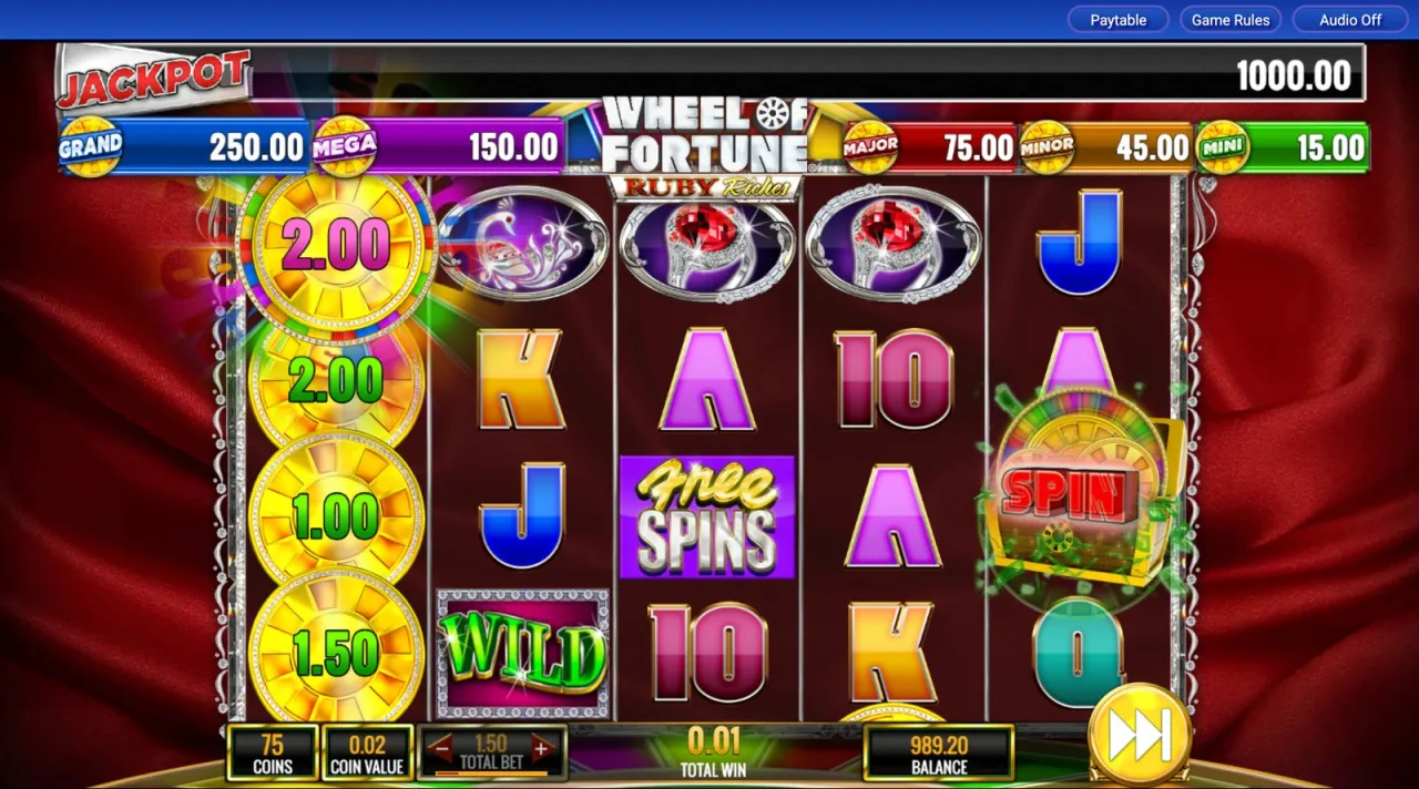Coins on the left and the SPIN chest on five — the wheel route
