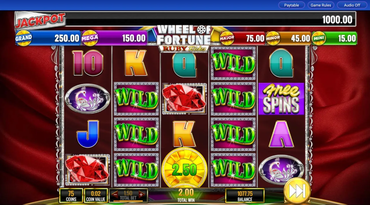 Four stacked WILDs beside a 2.50 coin