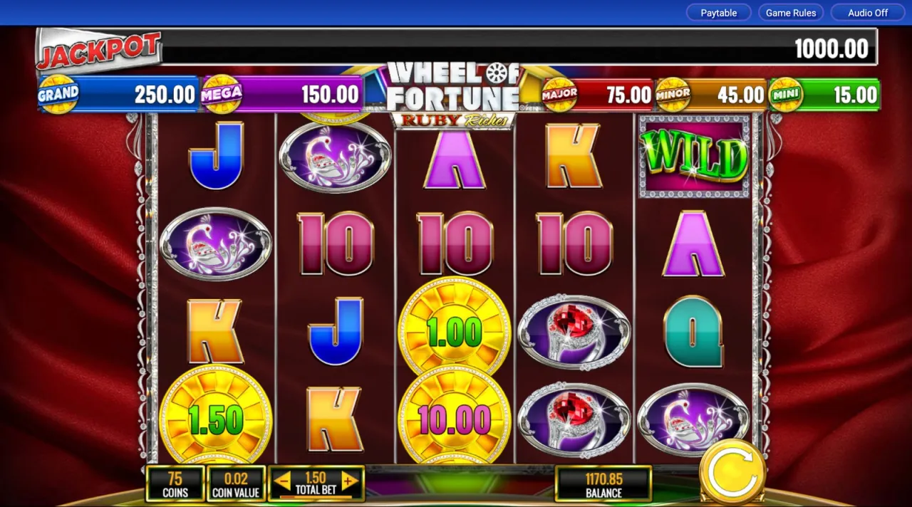 A 10.00 coin on the third reel with a wild at the end