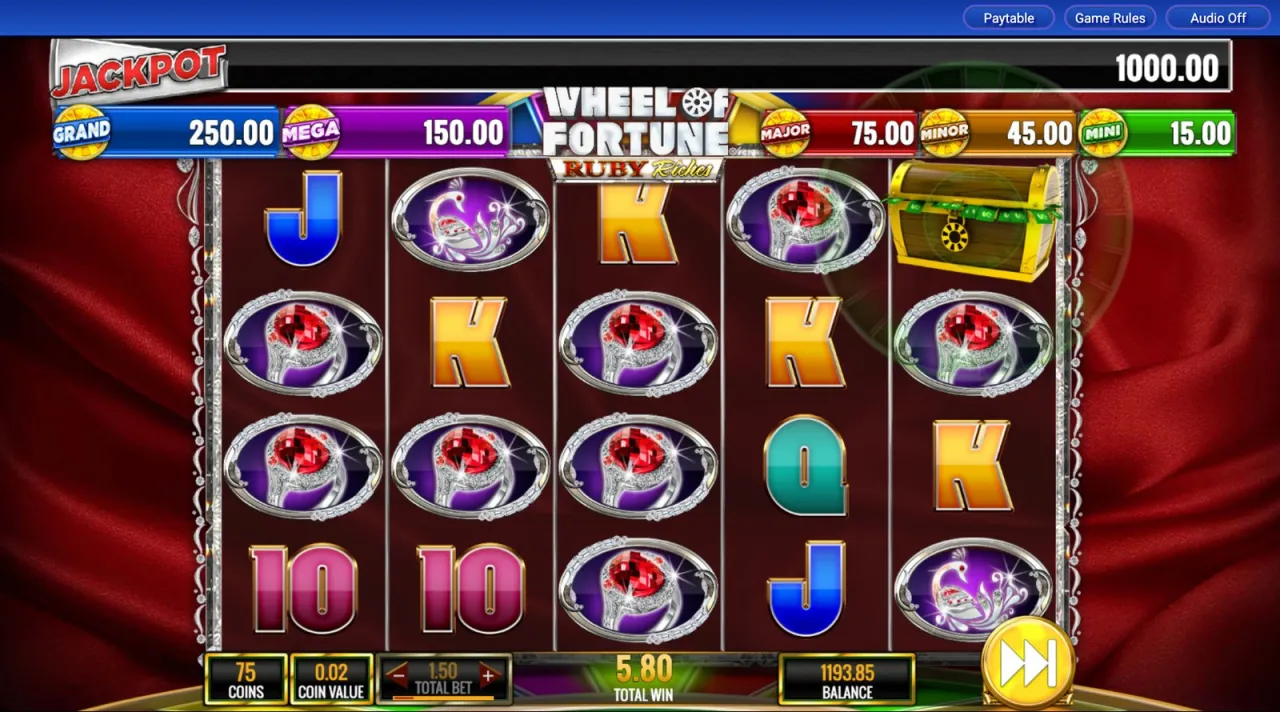 Rings across four reels paying 5.80 with the chest showing