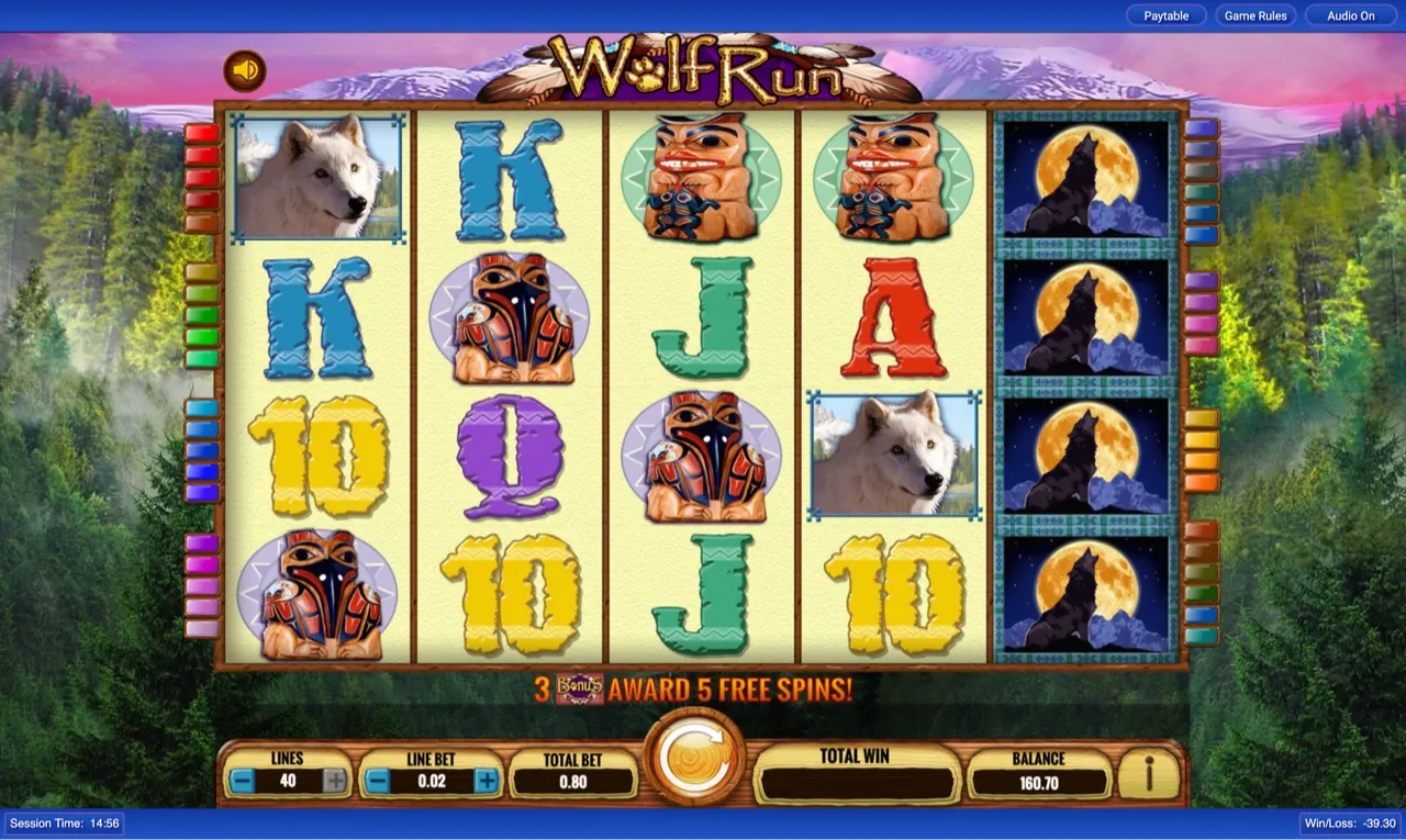 Three moon scatters land, 'AWARD 5 FREE SPINS' banner across the screen