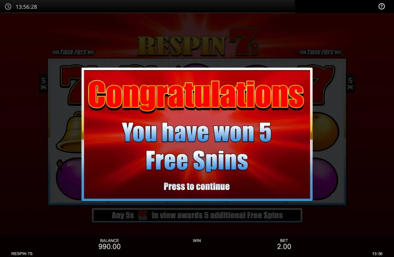 Respin 7s slot