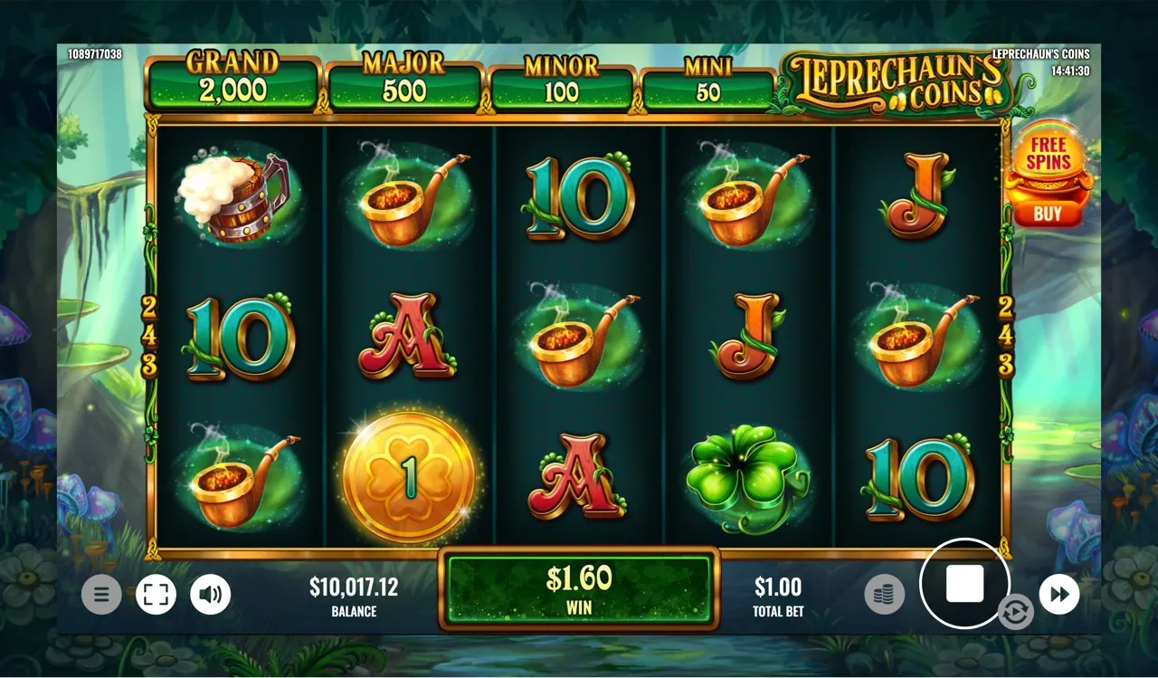Mid-session base win of 1.60 with a row of mid-tier symbols paying across the reels