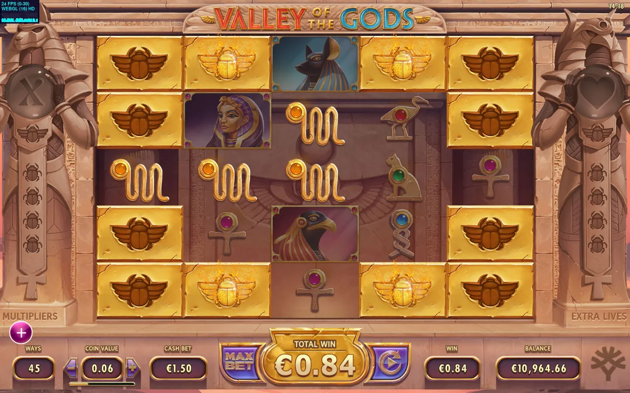Small €0.84 cascade with a row of serpent glyphs across the middle