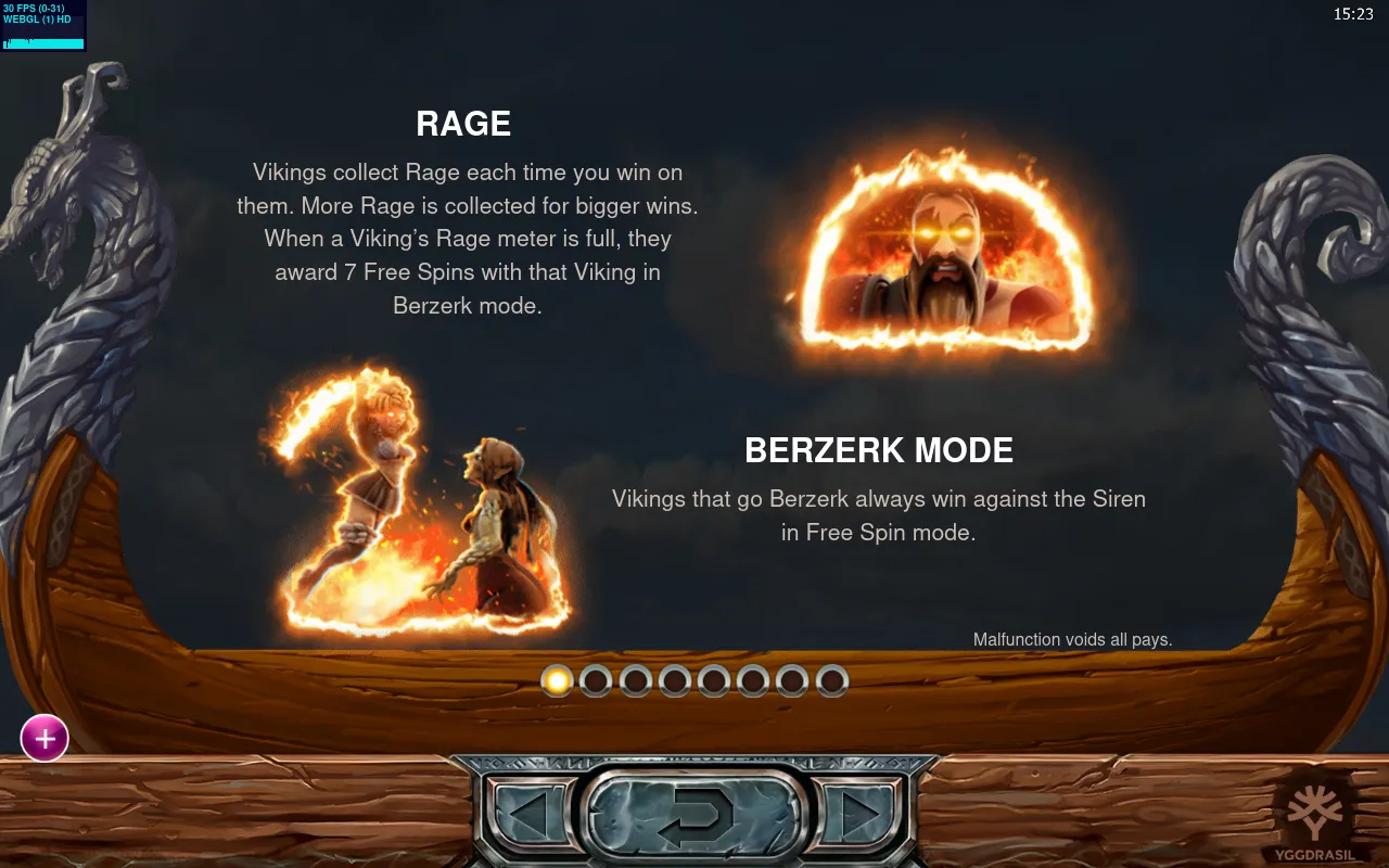 In-game info screen explaining the Rage and Berserk Mode features